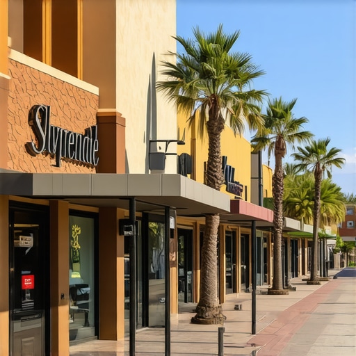 Vivid image of Scottsdale street with local landmarks and businesses