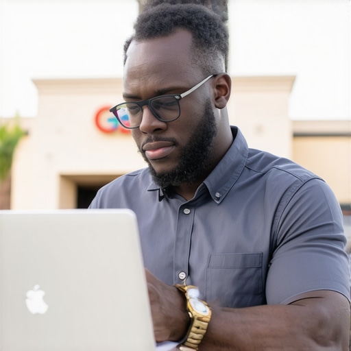 Business owner working on Google My Business profile with Scottsdale storefront