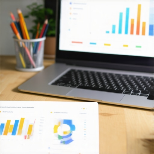Workspace featuring SEO software and analytics charts for local SEO management.