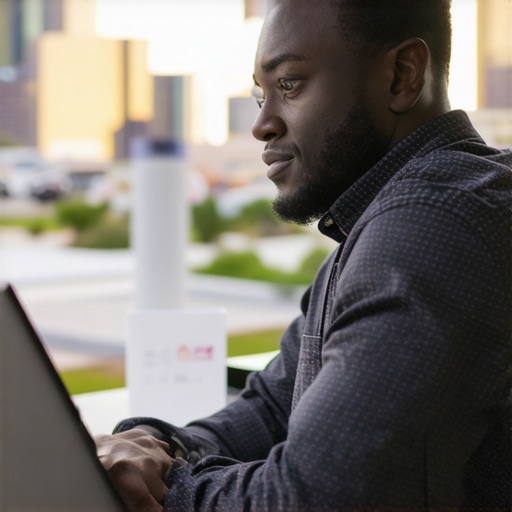 Digital Marketing Analytics for Scottsdale SEO Person reviewing local SEO performance metrics on a laptop with Scottsdale skyline in background.
