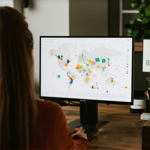 Person analyzing local SEO data and maps on a laptop