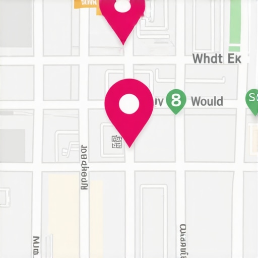 Illustration of a digital map highlighting relevance signals for local SEO