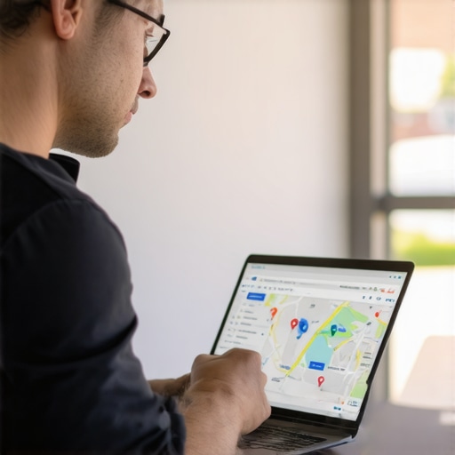 Business owner optimizing Google My Business profile on laptop in Scottsdale