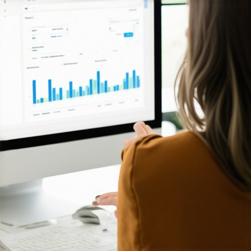 SEO specialist reviewing local business profile performance on a desktop.