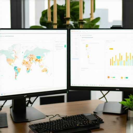 Marketing professional reviewing local SEO analytics on screens