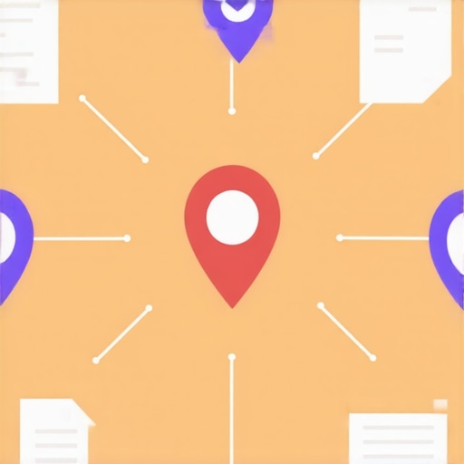 Illustration of local business map optimization steps with checklists and icons